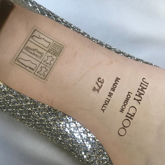 JIMMY CHOO silver glitter finlay flats - Picture 9 of 10